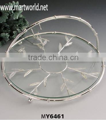 Delicate basket shape cake stand/transparent glass cake stand for wedding decoration &party &event(MY6461)