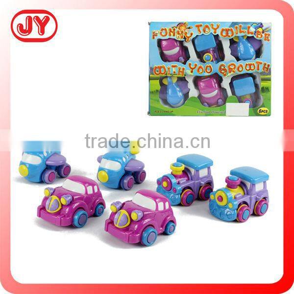 6pcs pull back plastic mini toy car and plane with light and music