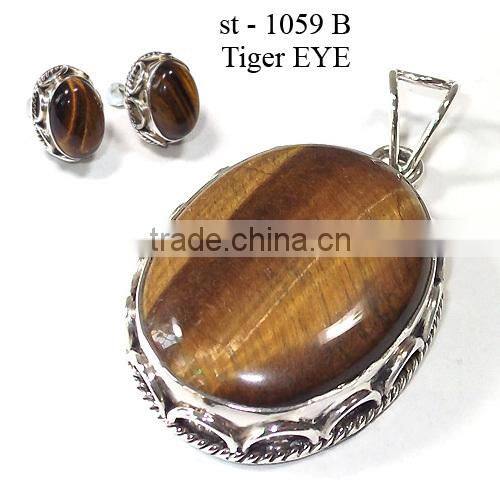 wholesale Natural stone jewelry set 925 silver jewelry Handmade pendant studs