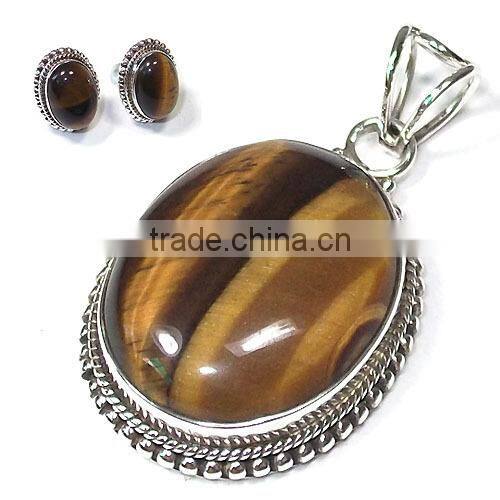 wholesale Natural stone jewelry set 925 silver jewelry Handmade pendant studs