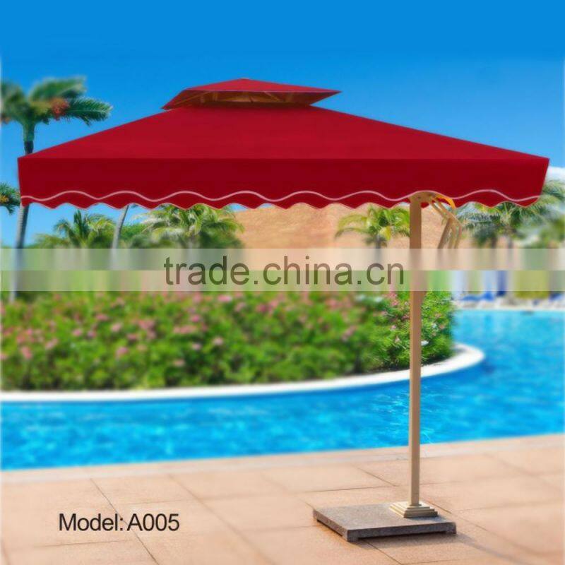 Large Windproof Green Red Beige Round Square Bali Tilt Mechanism Customized Outdoor Patio Garden Beach Umbrella with Marble Base