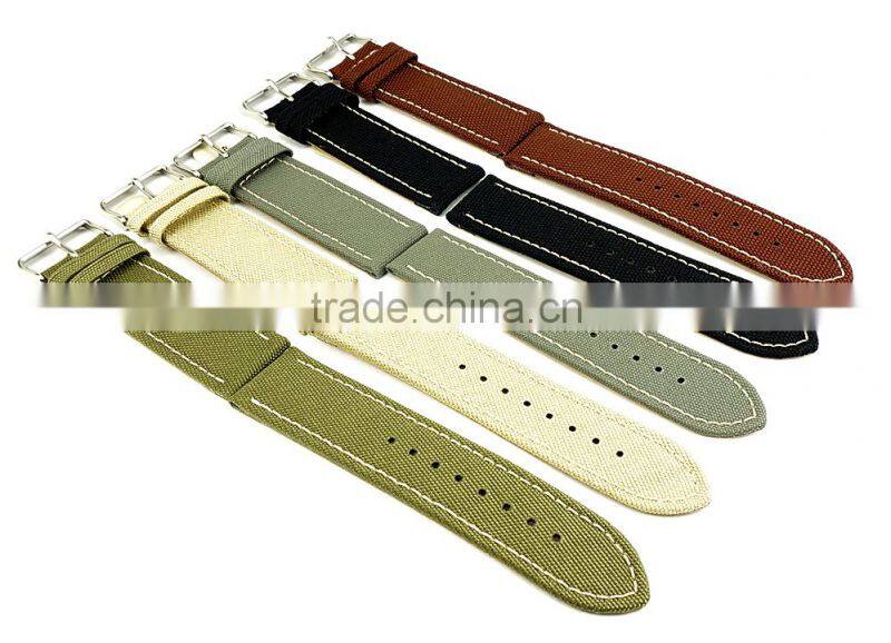Supreme Grade Genuine Leather Lining Canvas Watch Straps