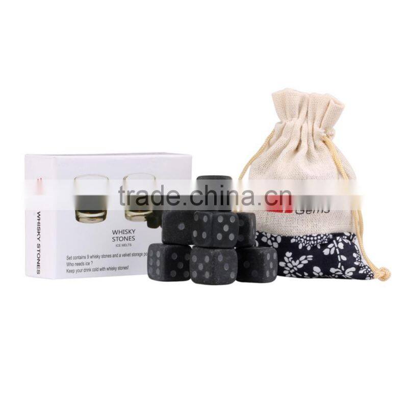 Engraved black marbles dice whiskey rocks