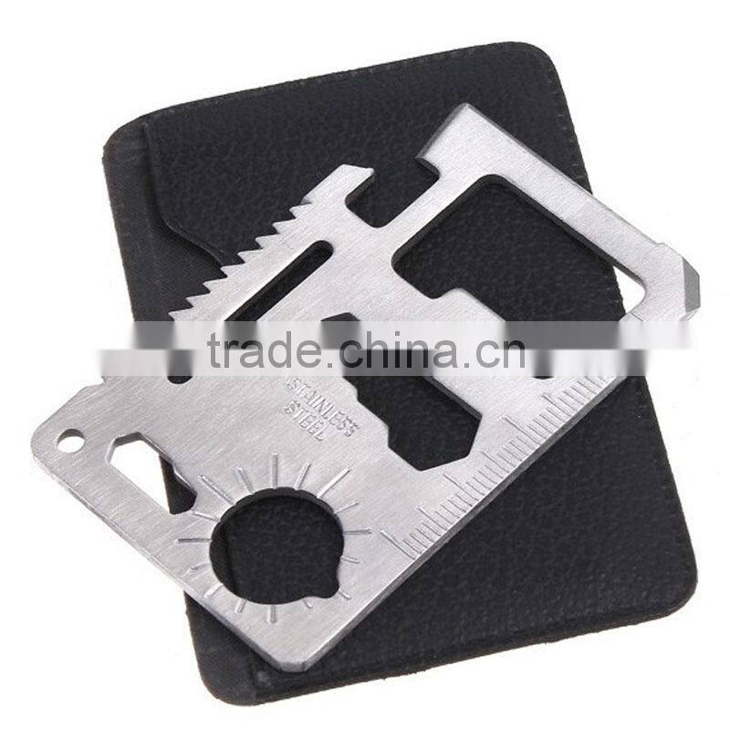 outdoor multi function portable stainless steel survival mini pocket tool card