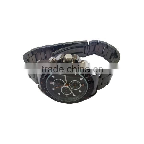 Black tachymeter stainless steel band oil-painted hands six hands sport men watch