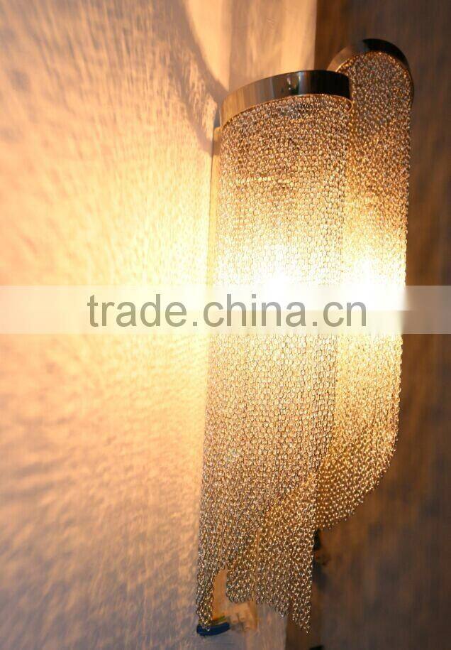 Nickel plated chain sconce wall lamp