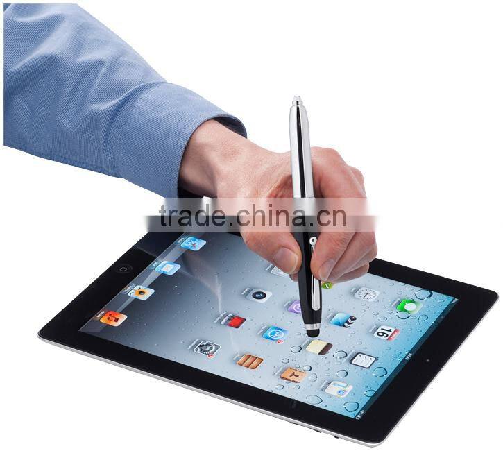 3 in 1 promotional pen body type led light ball flashlight stylus pen