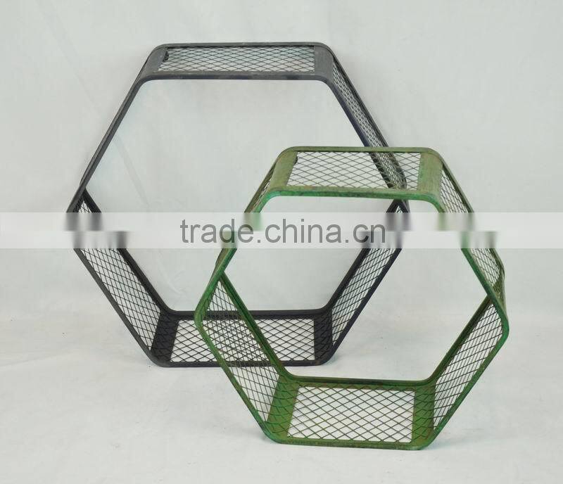 Vintage wrouhgt metal wall shelf for flower stand & home &garden decoration