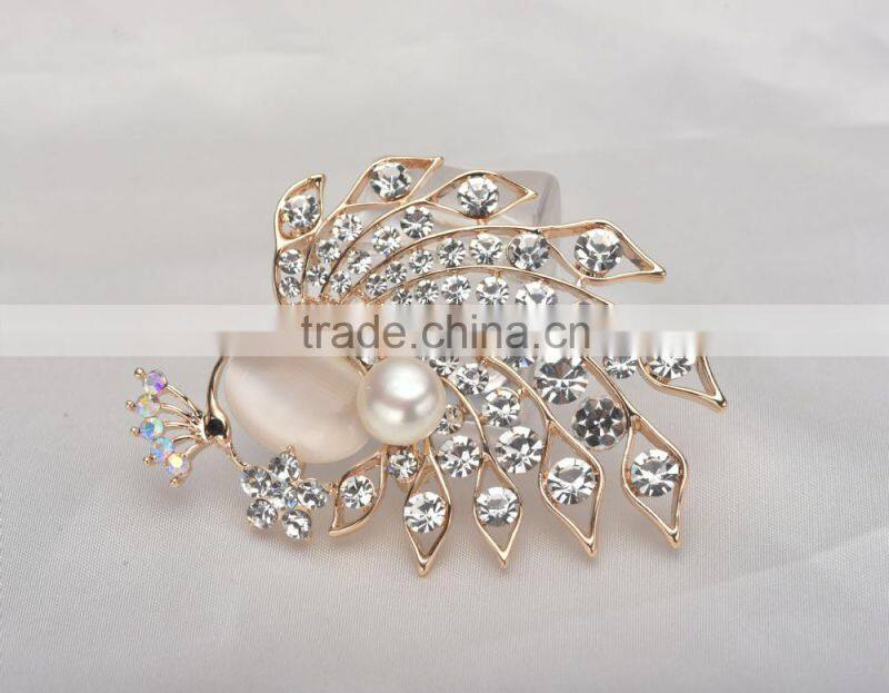 2015 fashion pearl jewelry brooch zircon natural pearl brooch jewelry