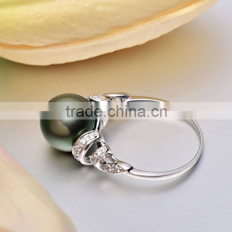 Wholesale tahitian 11mm black pearl wedding ring