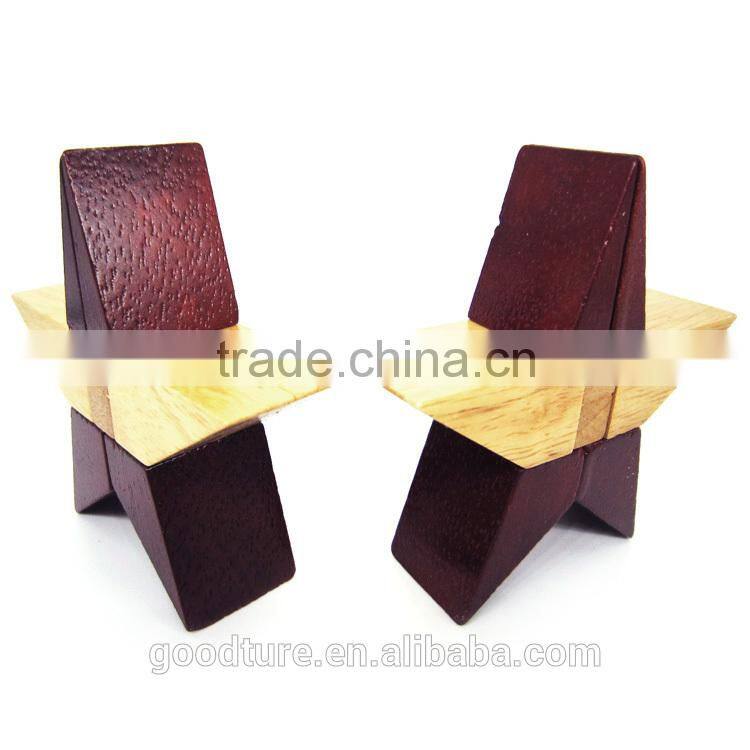 2015 Hot Sale Wooden IQ Intelligent Puzzle Magic Puzzle Kongming Lock Brain Teaser Model Number GAD1129