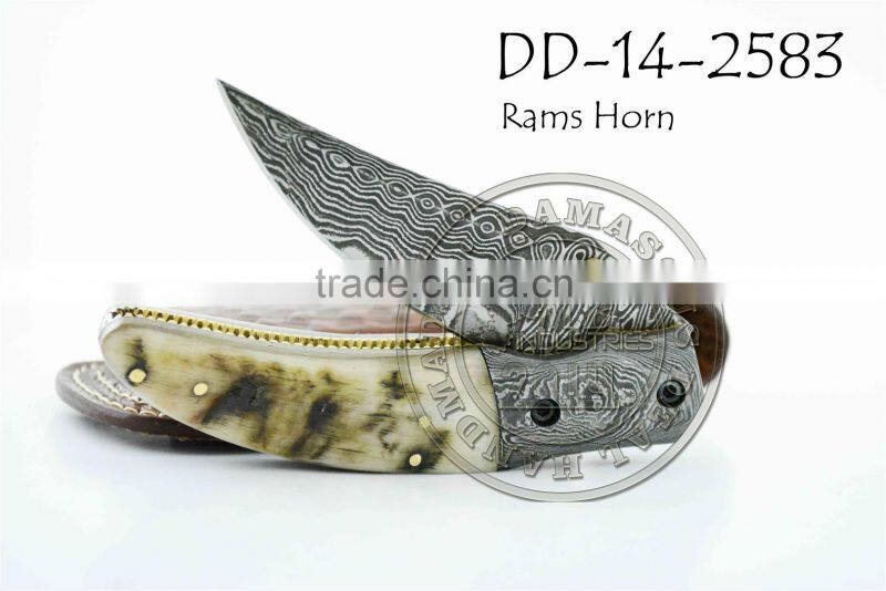 Damascus Steel Folding Knife DD-14-2571