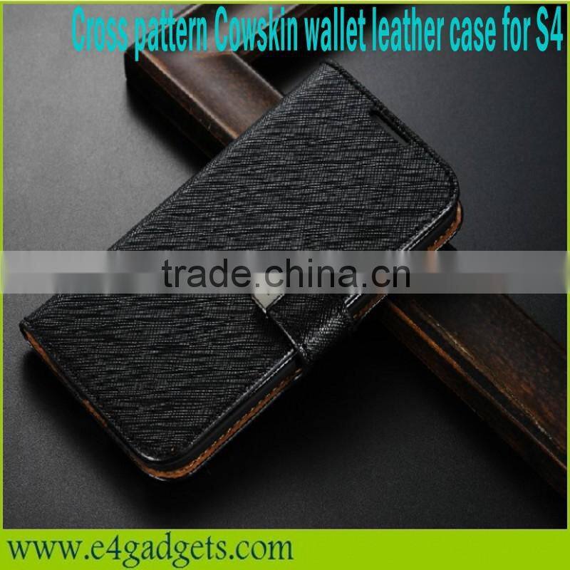 Genuine leather Cross pattern cover case for samsung galaxy s4 active i9295