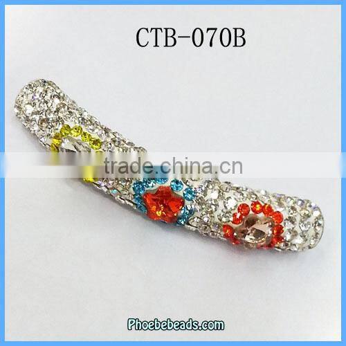 Wholesale Colorful Flower Pattern Tube Design Loose Shamballa Beads CTB-070A