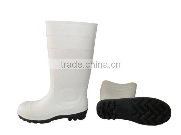 White PVC rain shoes with steel toe,safety rain boots