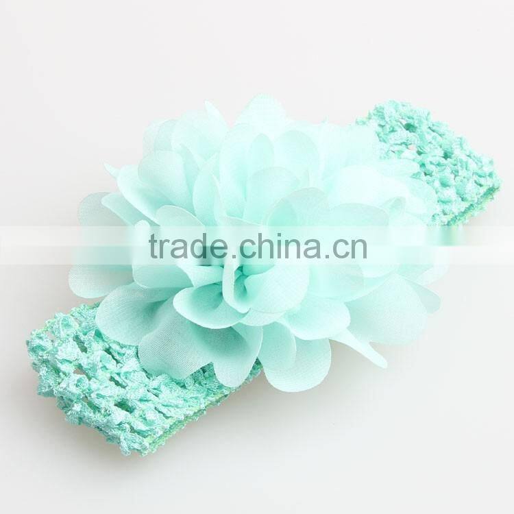 Wholesale cute handmade crochet baby headband with Chiffon flower