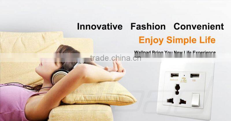 New Arrival Wallpad PC110~250V Electrical Universal Socket with Usb Charger Ports 2100ma USB Power Wall Light Socket eu uk