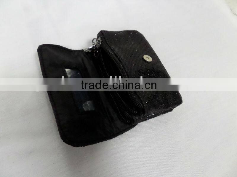 2015 fashion black glitter cosmetic bag