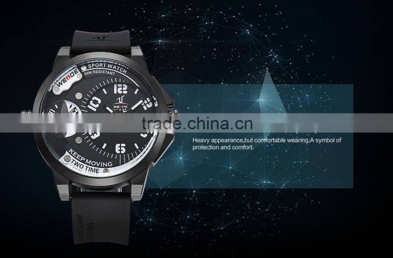 2015 WEIDE Hot-selling Men Sport Watches UV1501 With Quartz Watch Silicone Gel band 3 ATM Water Resistant