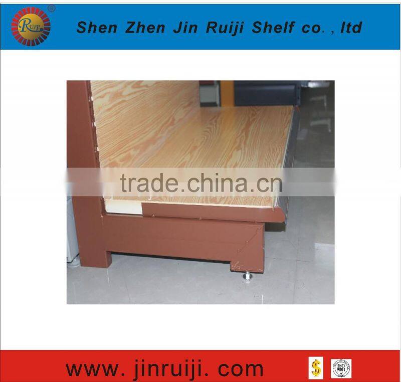 Rack Supermarket type wood display shelf and storage