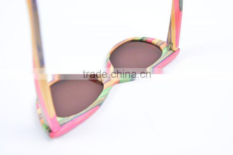 Pure manual coloured bamboo sun glasses Retro polarized sunglasses
