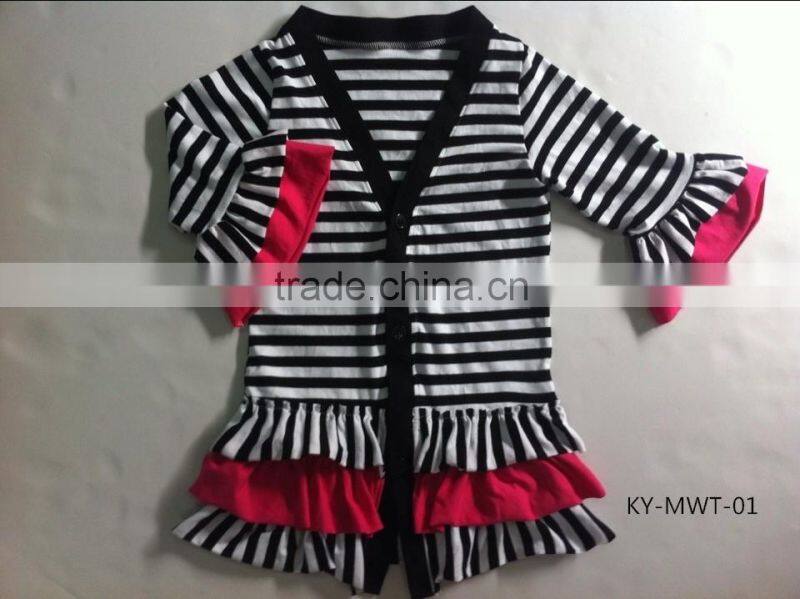 2015 latest long sleeves jacket stripe ruffle jackets baby clothes