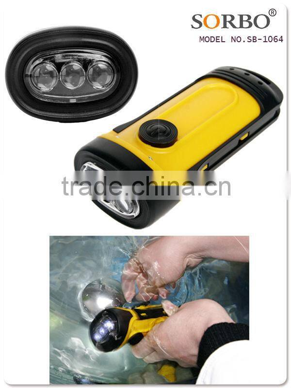 Wind-up Dynamo Rechargeable Emergency LED Flashlight Torch With Waterproof Function
