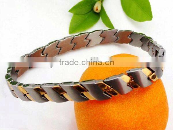 Chocolate and Gold Two-tone Titanium Bracelets#11002