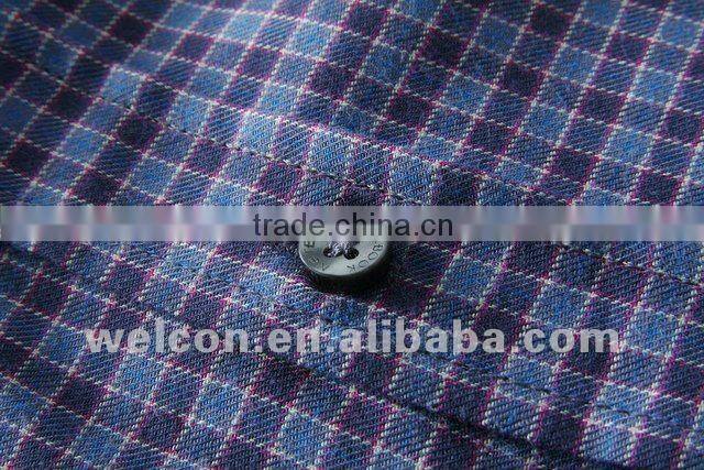 Fashion long sleeve latest brand name design Korean casual style slim fit 100% cotton purple twill plaids fancy men denim shirts