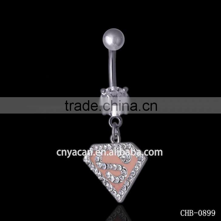 14G 316L Stainless Steel High Qualtiy S Logo Superman Signs Blley Button Ring Body Jewelry