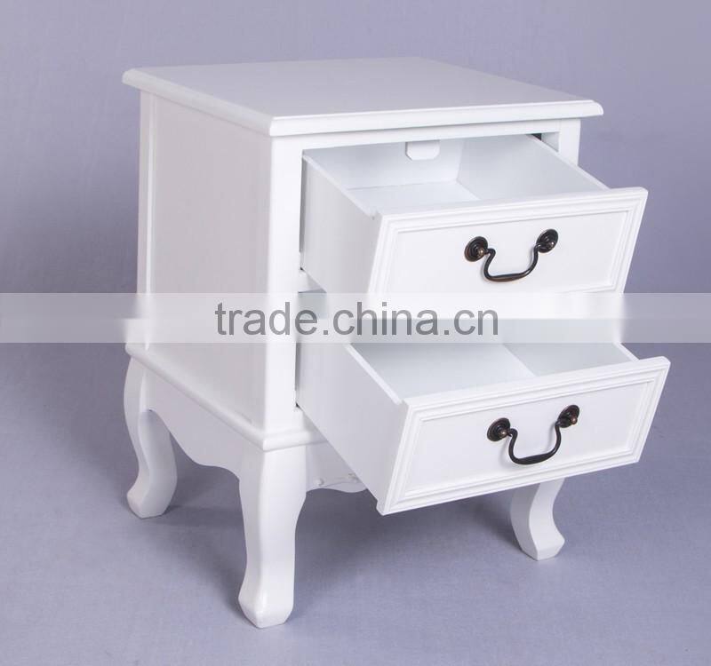 Best choice antique wood furniture bedside table short good quality white painting nightstand