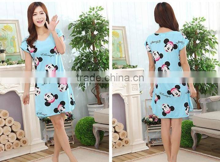 Lovely cultivate one's morality nightgown with short sleeves in summer