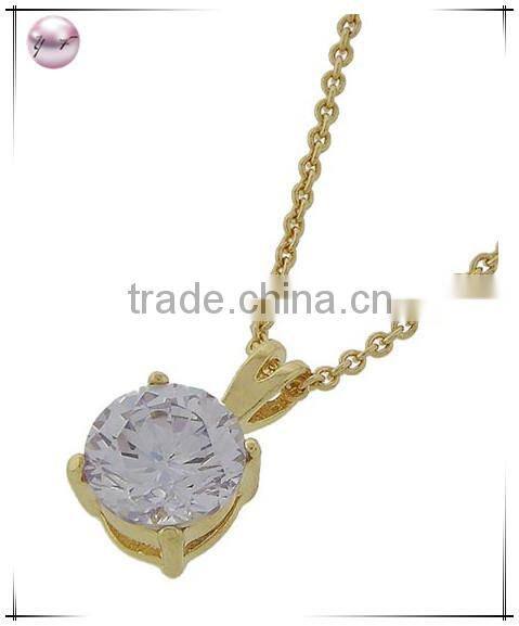Gold Tone Lt. Green Cubic ZirconiaPendant Necklace