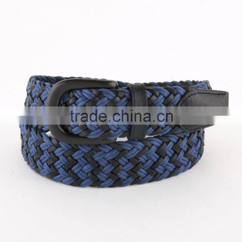 New produce Purple Cotton Brown Leather Weave Belt for Man
