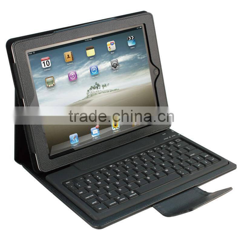 Flip leather cover wireless blue tooth keyboard for ipad 2/3/4