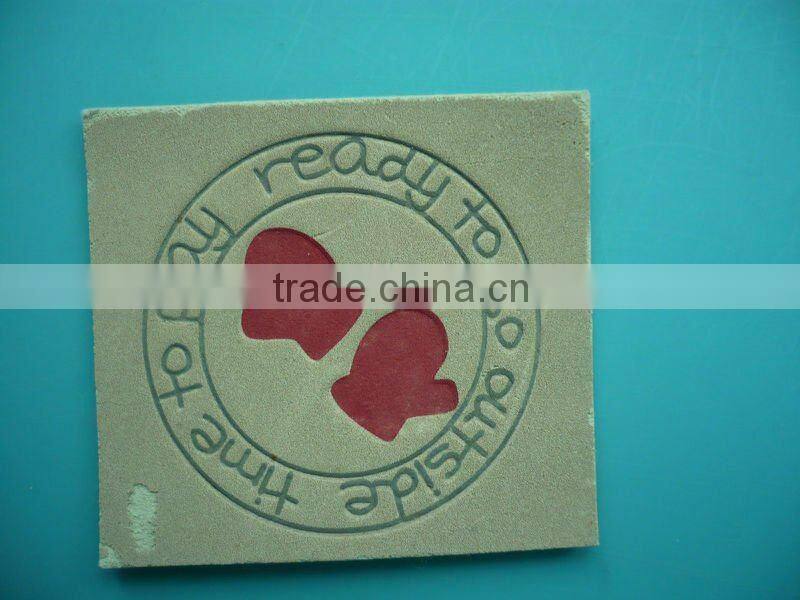 red glove real leather patch with embossed