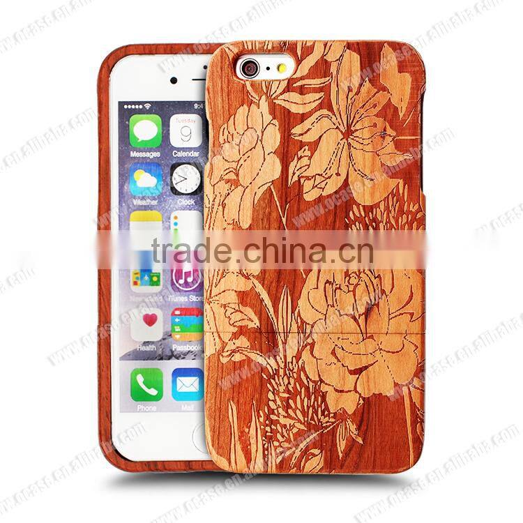 Universal Charming Engraving Durable wood phone case for Iphone 6 in two parts