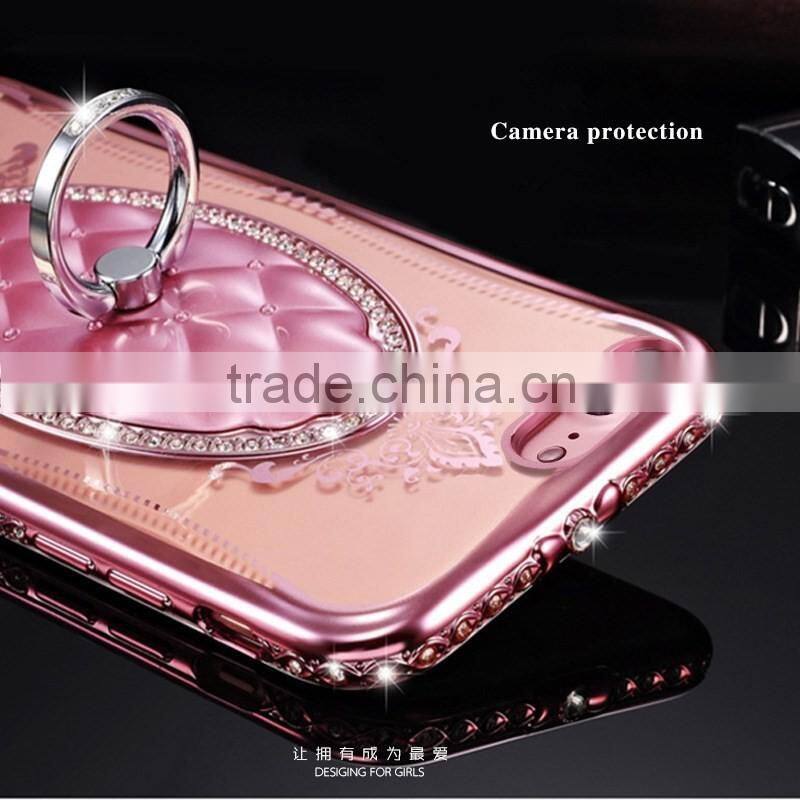 Luxury diamond case for iphone 7 with ring hgolder, China supplier