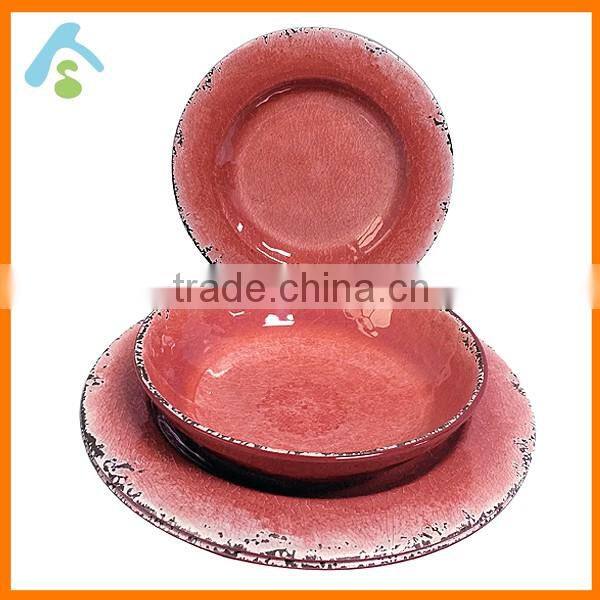 Rustic melamine dinner set of 3