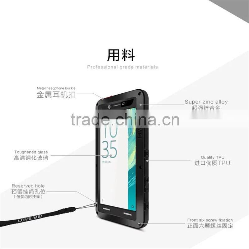 For Sony Xperia X Case Love Mei Powerful Rugged Waterproof Shockproof Dirtproof Case with Glass Metal Aluminum case