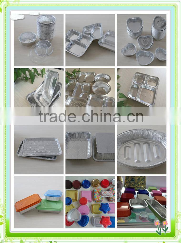 Disposable 3 compartments Aluminum Foil Food tray with lid