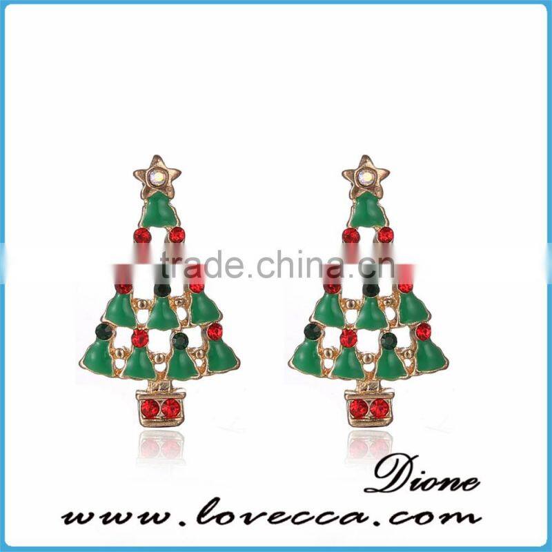 Popular Cute Christmas Tree Stud Alloy Earrings