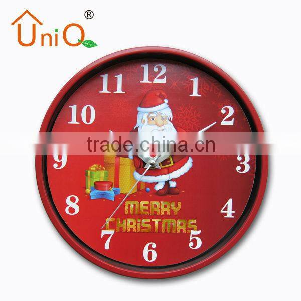 Round Lovely home or shop decoration christmas theme wall clock