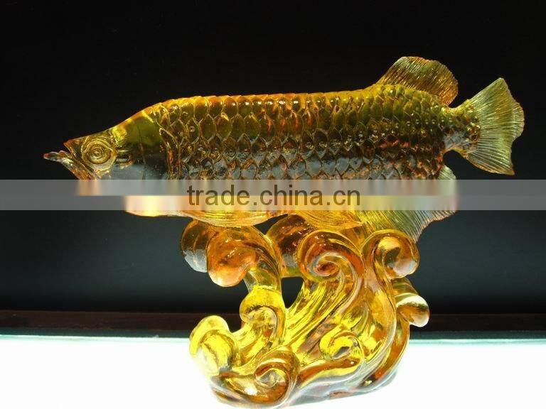 BS116 color crystal gift of fengshui themed golden dragon fish for office or home decor