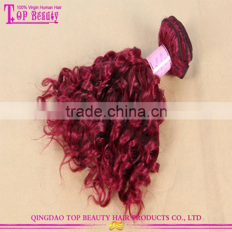 7A grade red curly indian remy hair extensions wholesale popular fashion red color indian remy human hair weaving