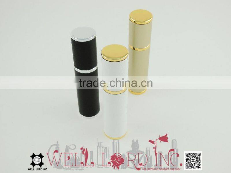 12ml classic silver loop black leather wrapped purse atomizer