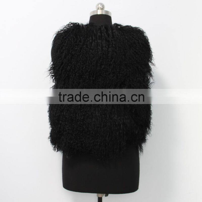 Fashion design Mongolian lamb fur coat genuine women popular Mongolian lamb fur vest