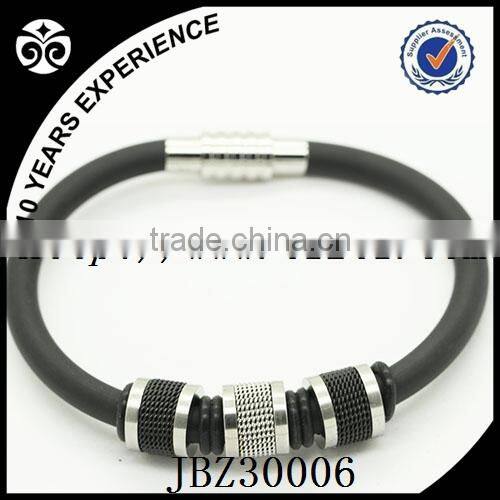 energy silicone bracelet with steel charms