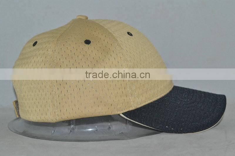 khaki mesh blank cap with black bill and khaki sandwich 6panels beseball cap