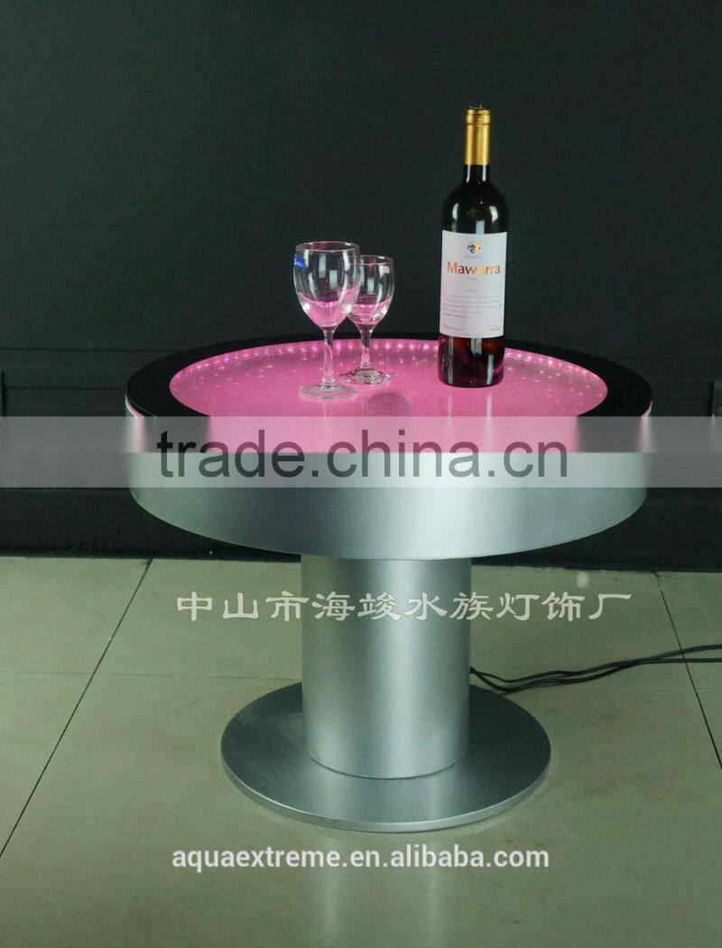 Beautiful battery driver Round Bar Table ,Fantastic LED light and water Bubble moving table